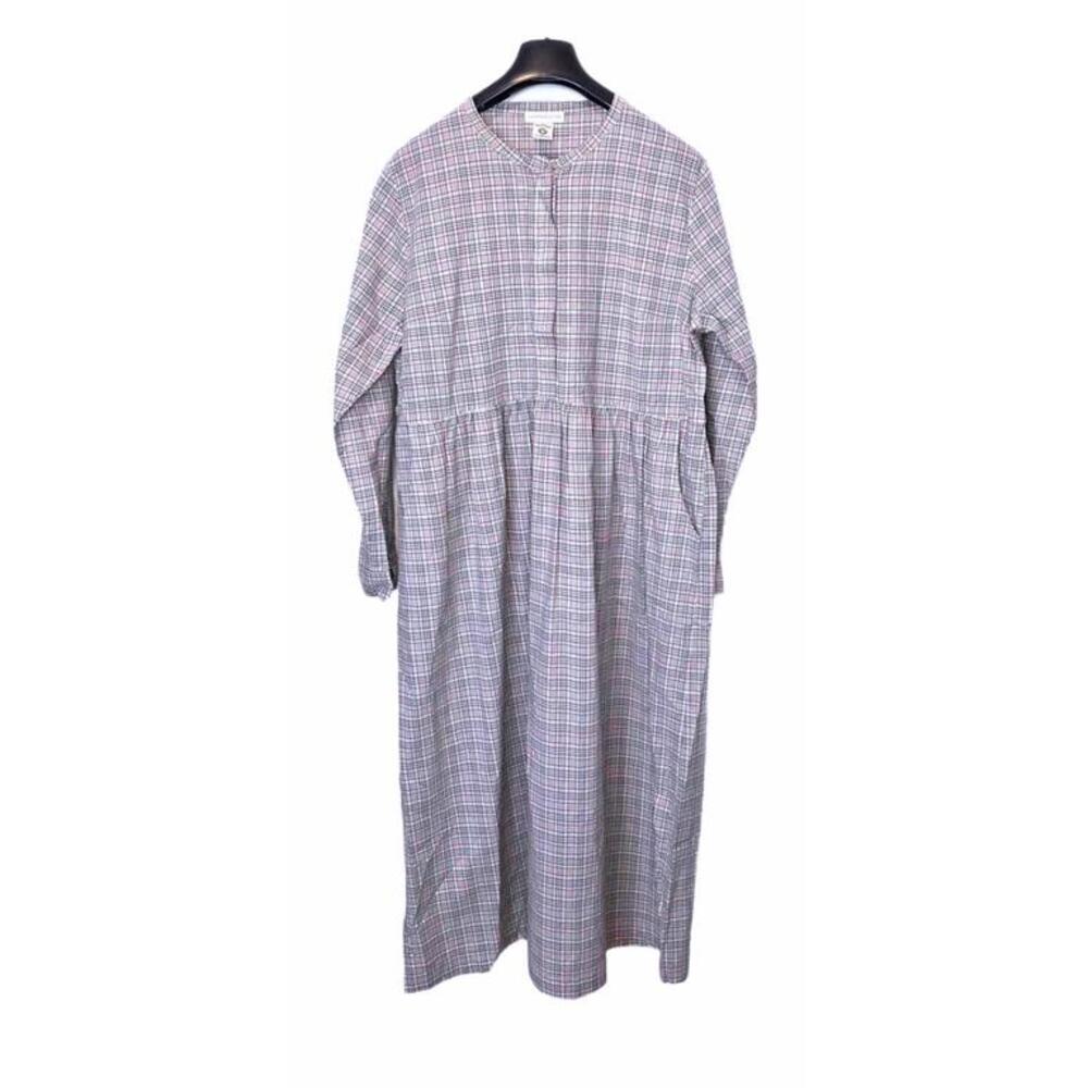 Serendipity Summer Soft Plaid Midi Dress Organic Cotton Relaxed Fit Pastels L